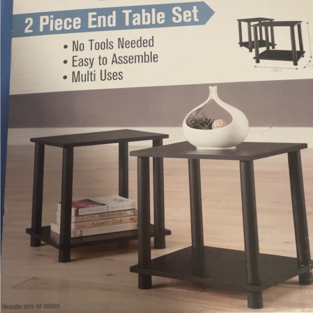 Black 2-Piece End Table Set